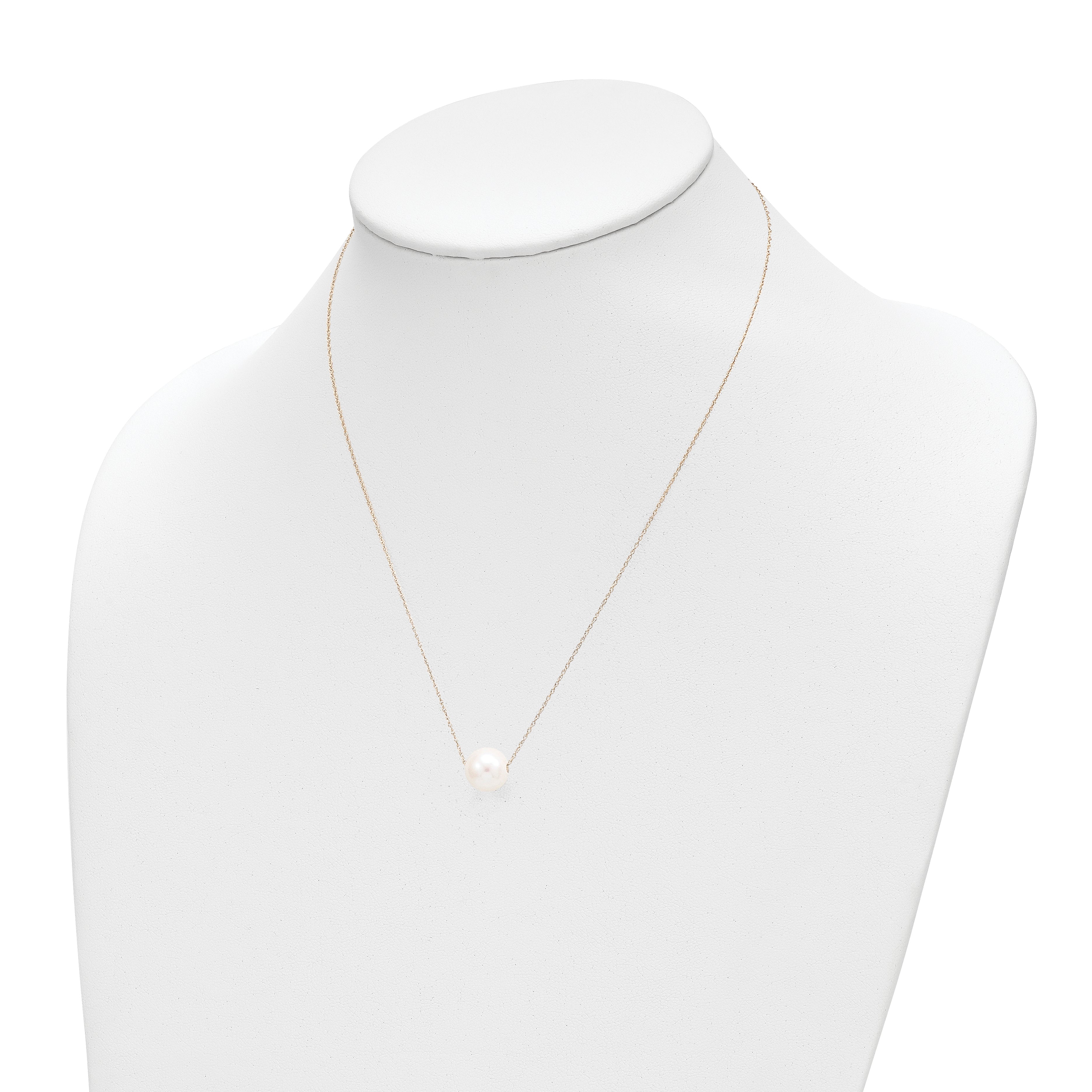 10K Yellow Gold 10-11mm White Round Freshwater Cultured Pearl 17 Inch Rope Necklace