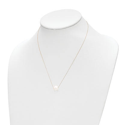 10K Yellow Gold 10-11mm White Round Freshwater Cultured Pearl 17 Inch Rope Necklace