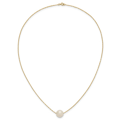 10K Yellow Gold 10-11mm White Round Freshwater Cultured Pearl 17 Inch Rope Necklace
