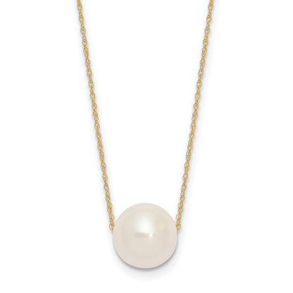 10K Yellow Gold 10-11mm White Round Freshwater Cultured Pearl 17 Inch Rope Necklace