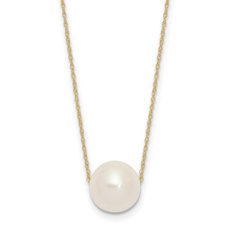 10K Yellow Gold 10-11mm White Round Freshwater Cultured Pearl 17 Inch Rope Necklace
