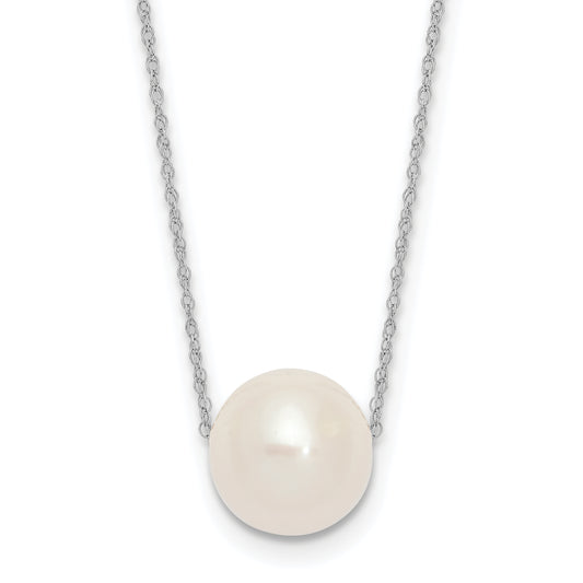 10K White Gold 10-11mm Round Freshwater Cultured Pearl 17 Inch Rope Necklace