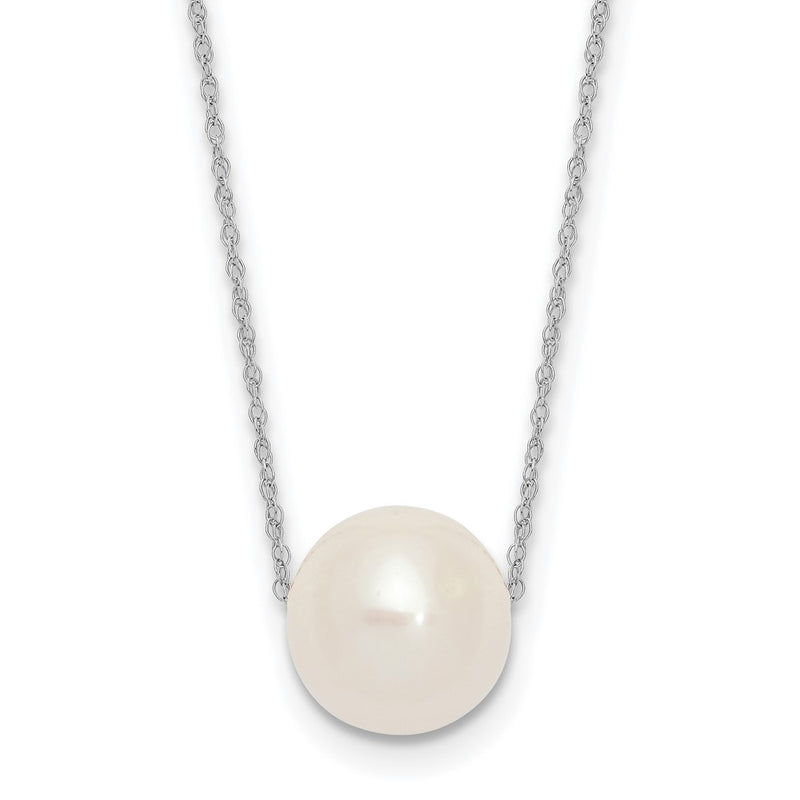 10K White Gold 10-11mm Round Freshwater Cultured Pearl 17 Inch Rope Necklace