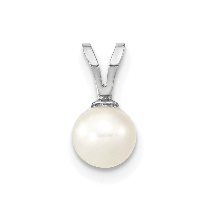 10K White Gold 5-6mm Round Freshwater Cultured Pearl Pendant