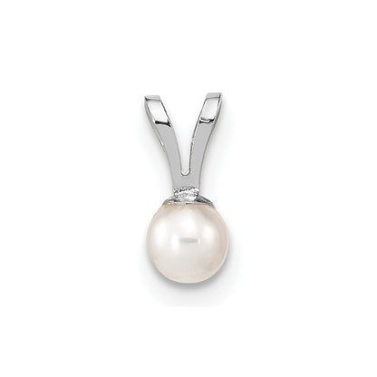 10K White Gold 3-4mm Round Freshwater Cultured Pearl Pendant