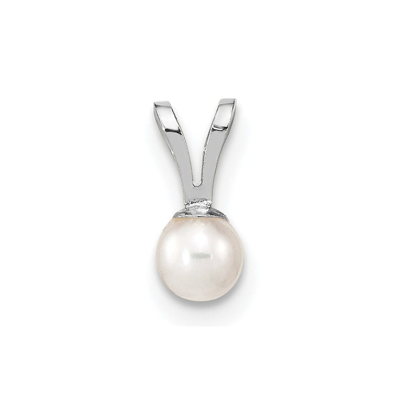 10K White Gold 3-4mm Round Freshwater Cultured Pearl Pendant