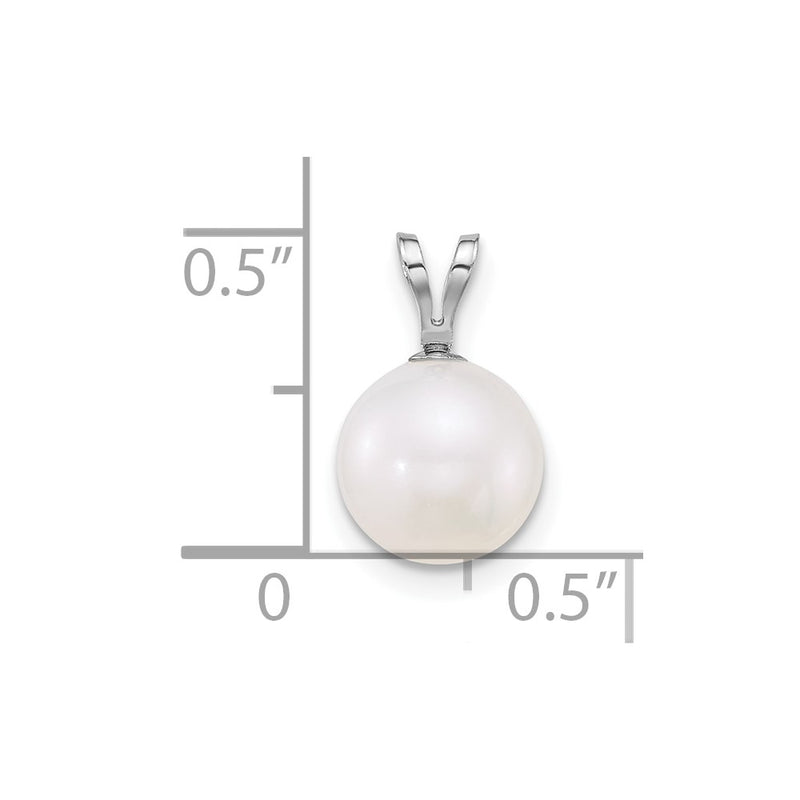 10K White Gold Polished 8-9mm Round Freshwater Cultured Pearl Pendant