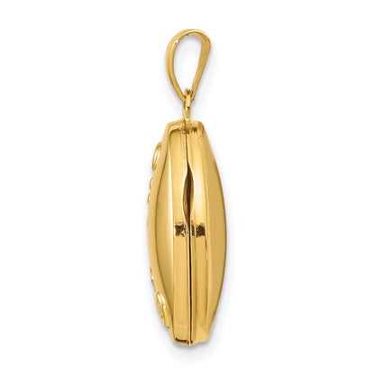 10K Yellow Gold Floral Oval Locket