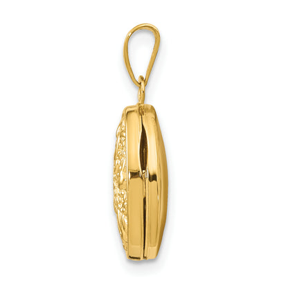 10K Yellow Gold 10Ky Beaded Scroll Design Oval Locket