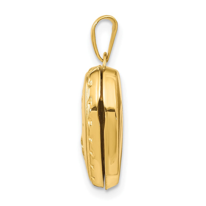 10K Yellow Gold Domed Floral Heart Locket