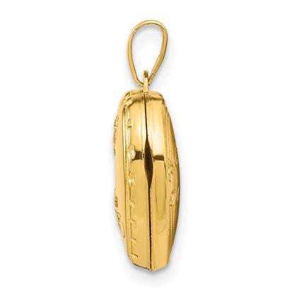 10K Yellow Gold Reversible Floral Heart Locket