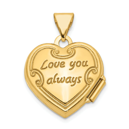 10K Yellow Gold Reversible Floral Heart Locket