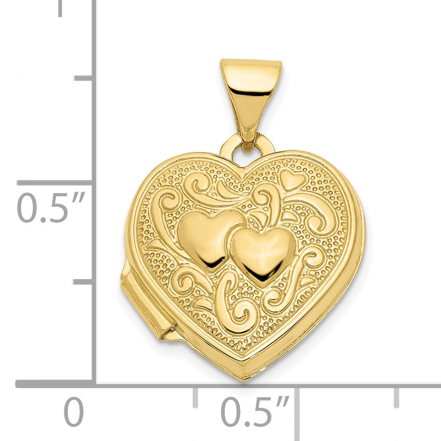 10K Yellow Gold Double Heart Locket