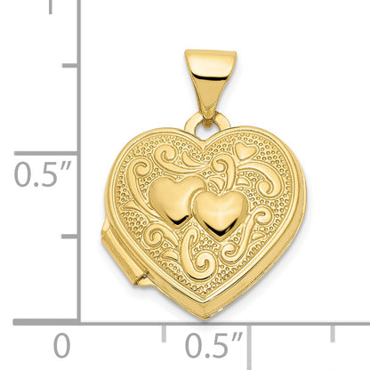 10K Yellow Gold Double Heart Locket