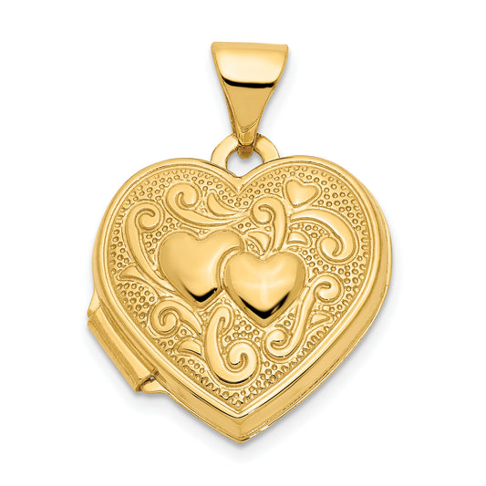 10K Yellow Gold Double Heart Locket