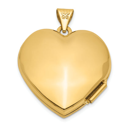 10K Yellow Gold 21mm Heart Domed Plain Locket