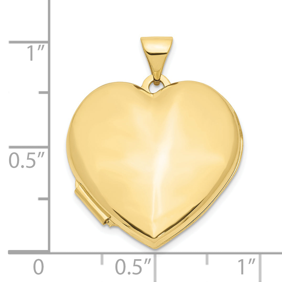 10K Yellow Gold 21mm Heart Domed Plain Locket