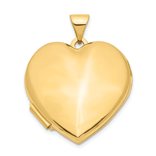 10K Yellow Gold 21mm Heart Domed Plain Locket