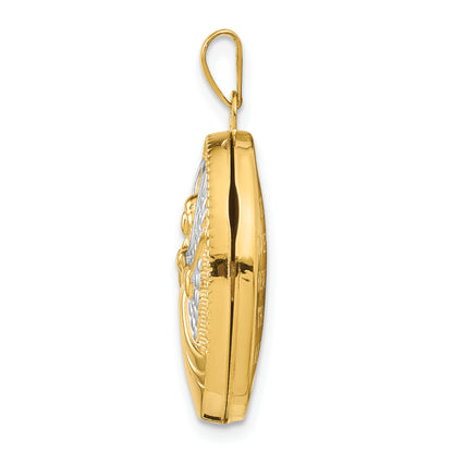 10K Yellow W/Rhodium 21mm Oval Guardian Angel Locket