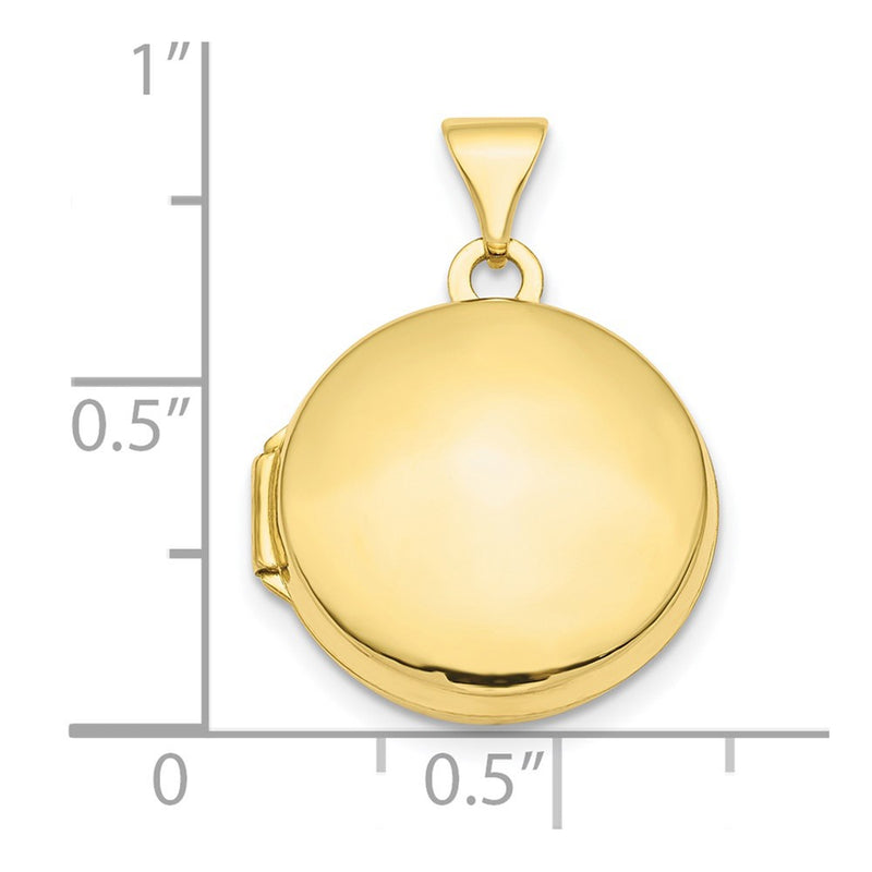 10K Yellow Gold Polished Domed 16mm Round Locket