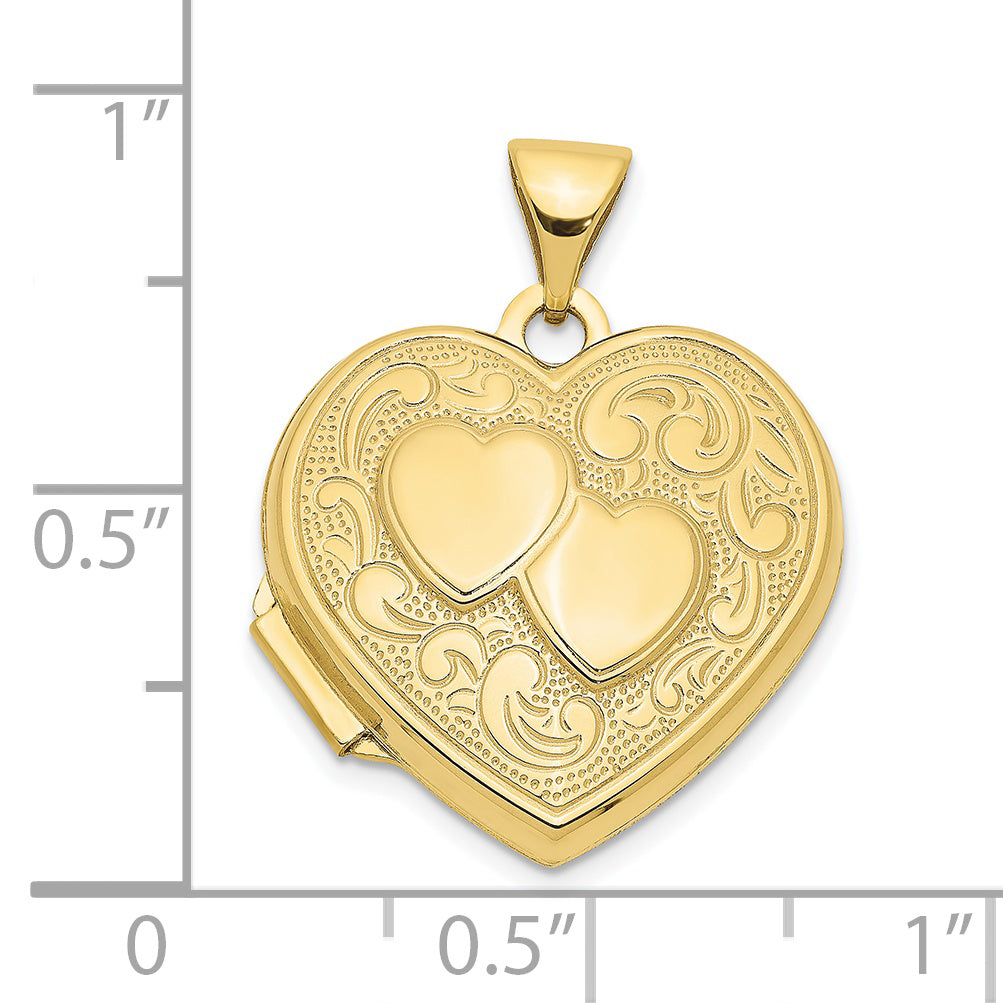 10K Yellow Gold Double Heart Locket