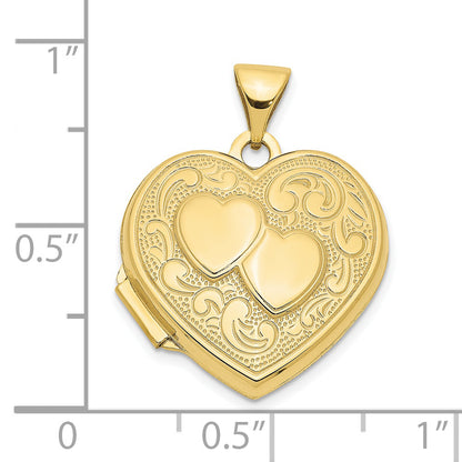10K Yellow Gold Double Heart Locket