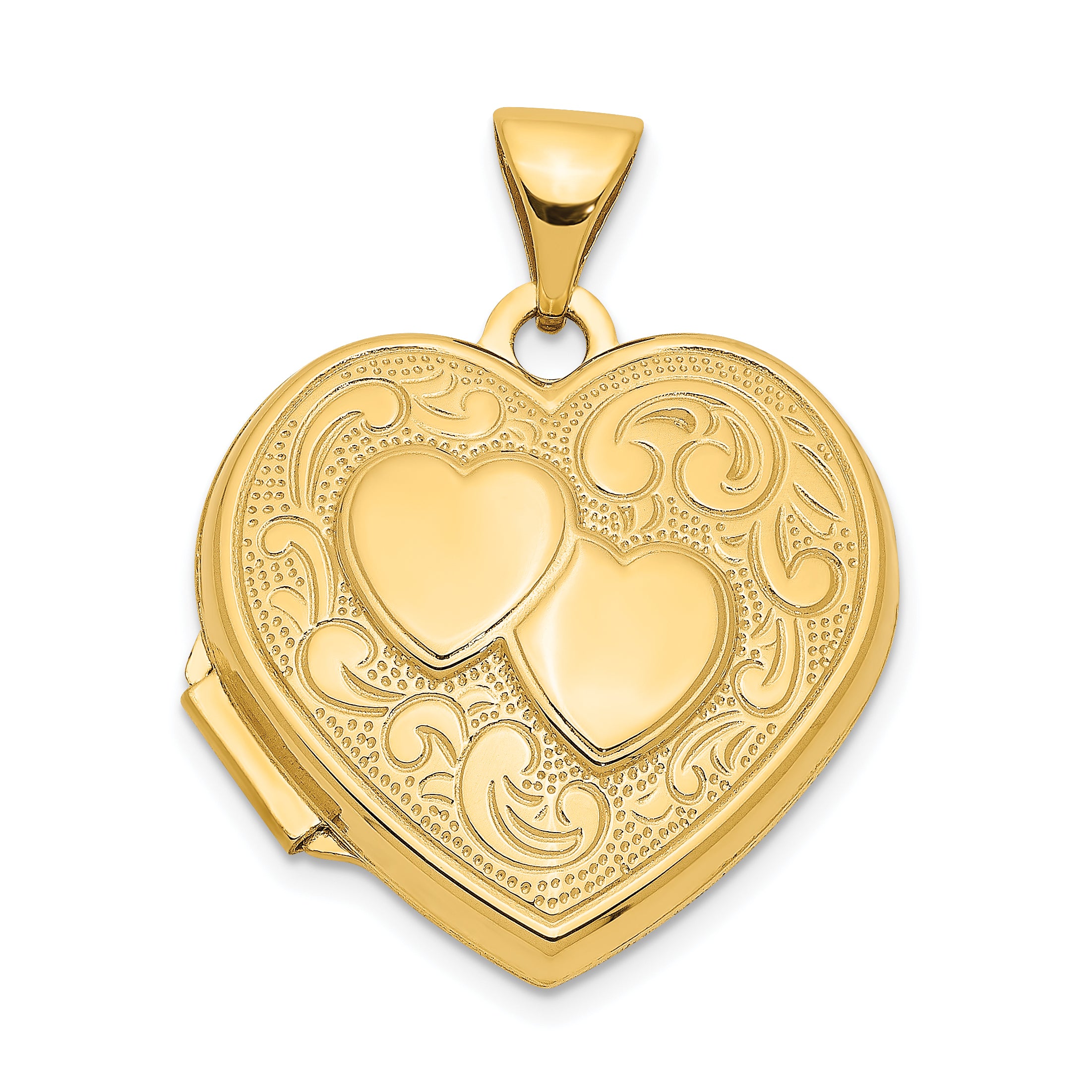 10K Yellow Gold Double Heart Locket
