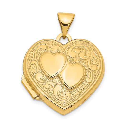 10K Yellow Gold Double Heart Locket