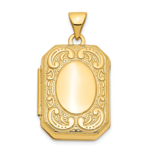 10K Yellow Gold Fancy Rectangle Locket
