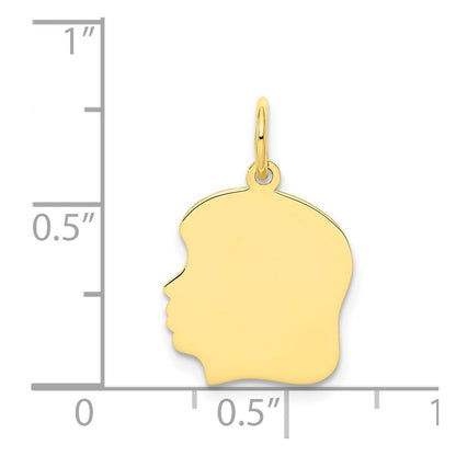 10k Yellow Gold 10K Plain Medium .018 Gauge Facing Left Engravable Girl Head Charm