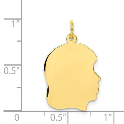 10k Yellow Gold 10K Plain Medium .013 Gauge Facing Right Engravable Girl Head Charm
