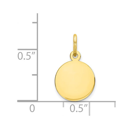 10k Yellow Gold 10K Plain .013 Gauge Circular Engravable Disc Charm