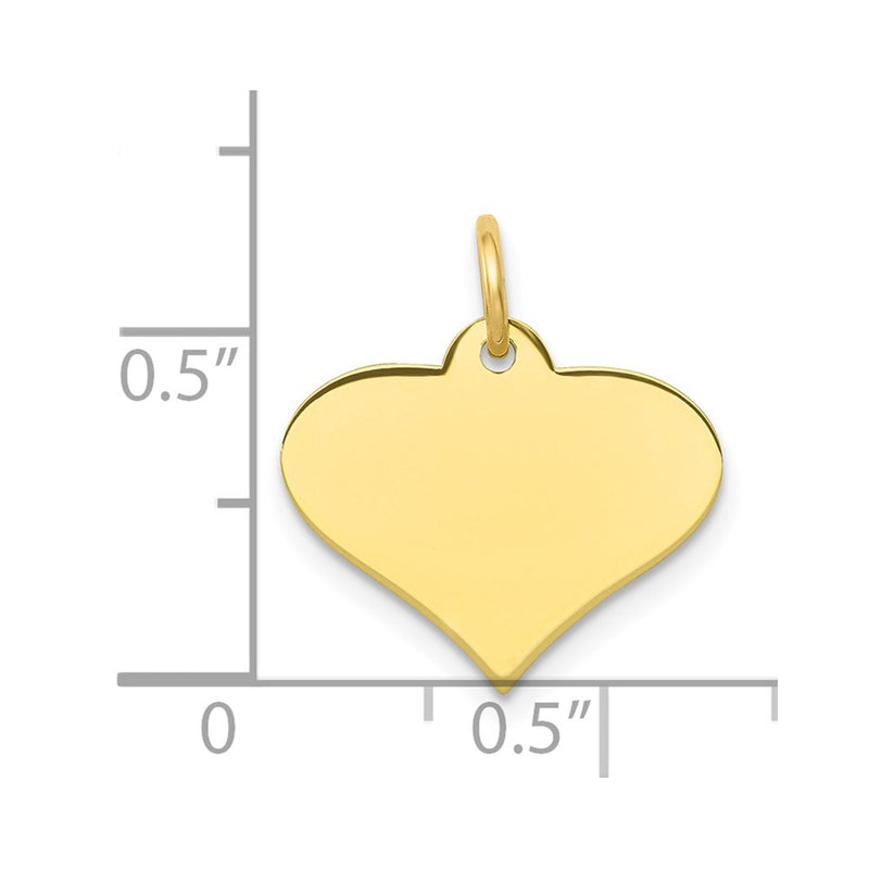 10k Yellow Gold 10k Plain .013 Gauge Engraveable Heart Disc Charm