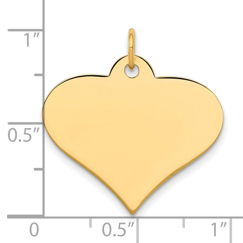 10k Yellow Gold 10k Plain .018 Gauge Engraveable Heart Disc Charm