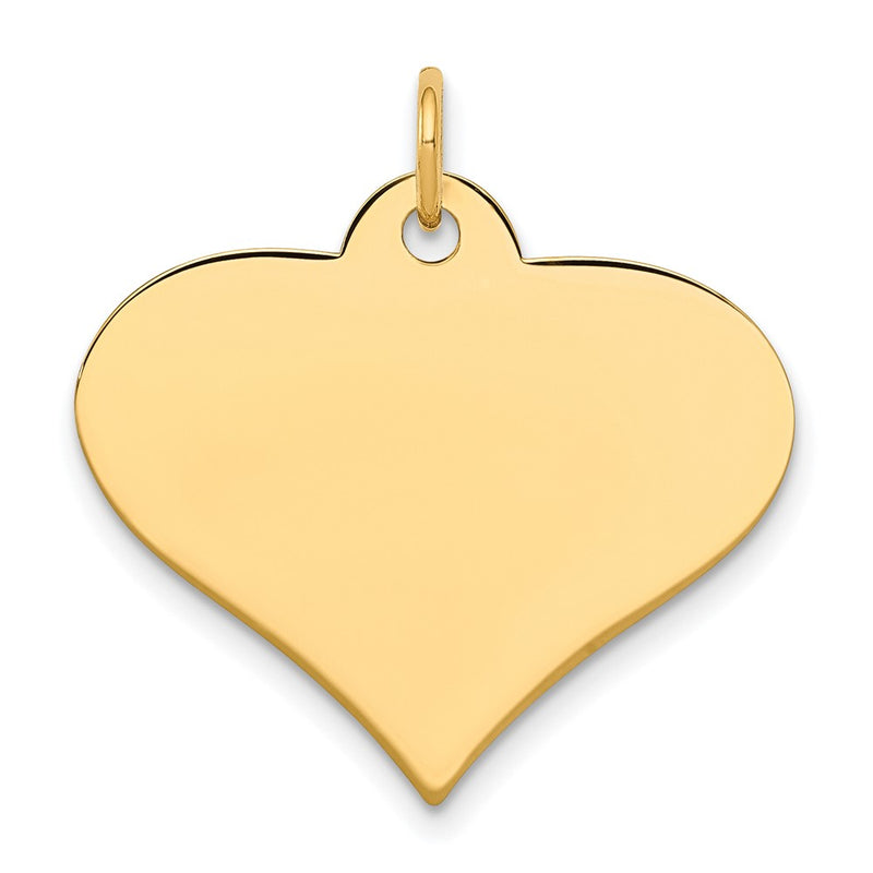 10k Yellow Gold 10k Plain .018 Gauge Engraveable Heart Disc Charm