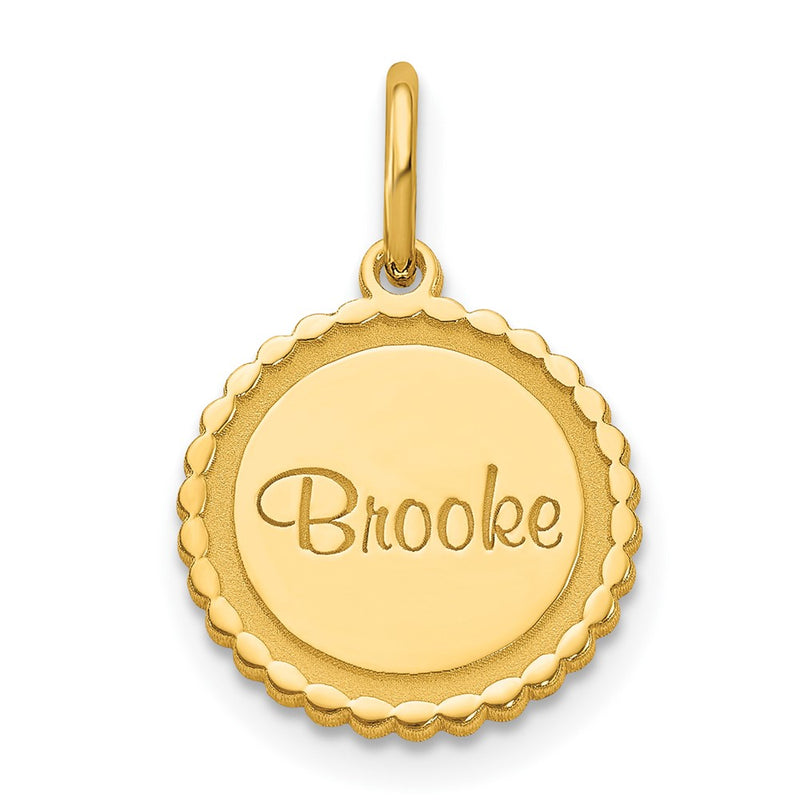 10k Yellow Gold 10k Yellow Gold Scalloped Disc with Name Charm