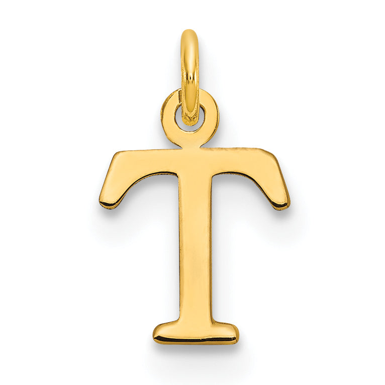 10K Yellow Gold 10Ky Cutout Letter T Initial Charm