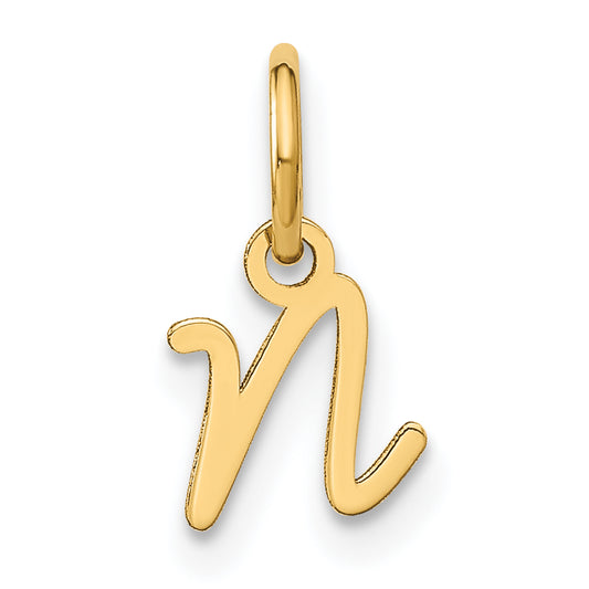 10K Yellow Gold 10Ky Upper Case Letter N Initial Charm