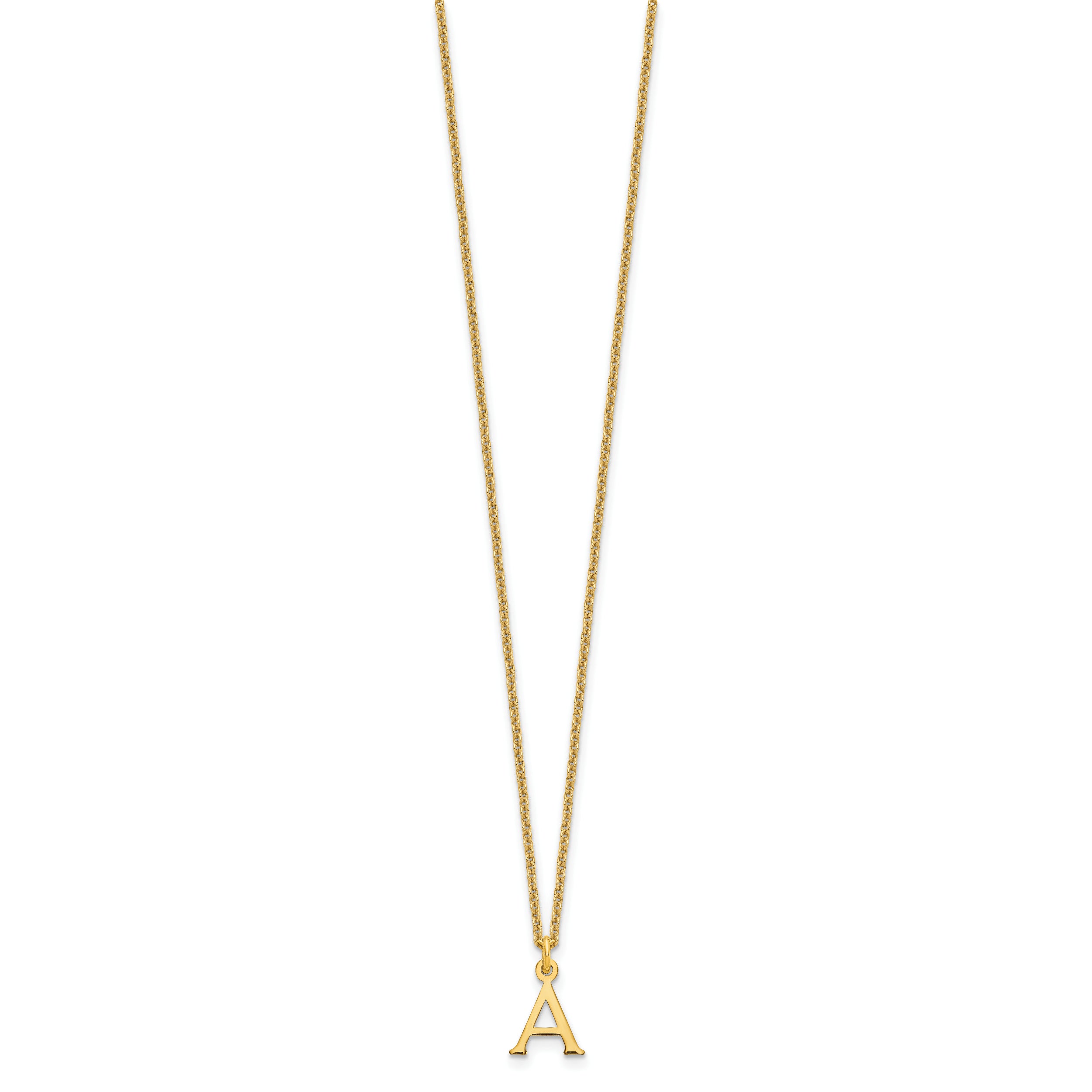10K Yellow Gold 10Ky Cutout Letter A Initial Necklace