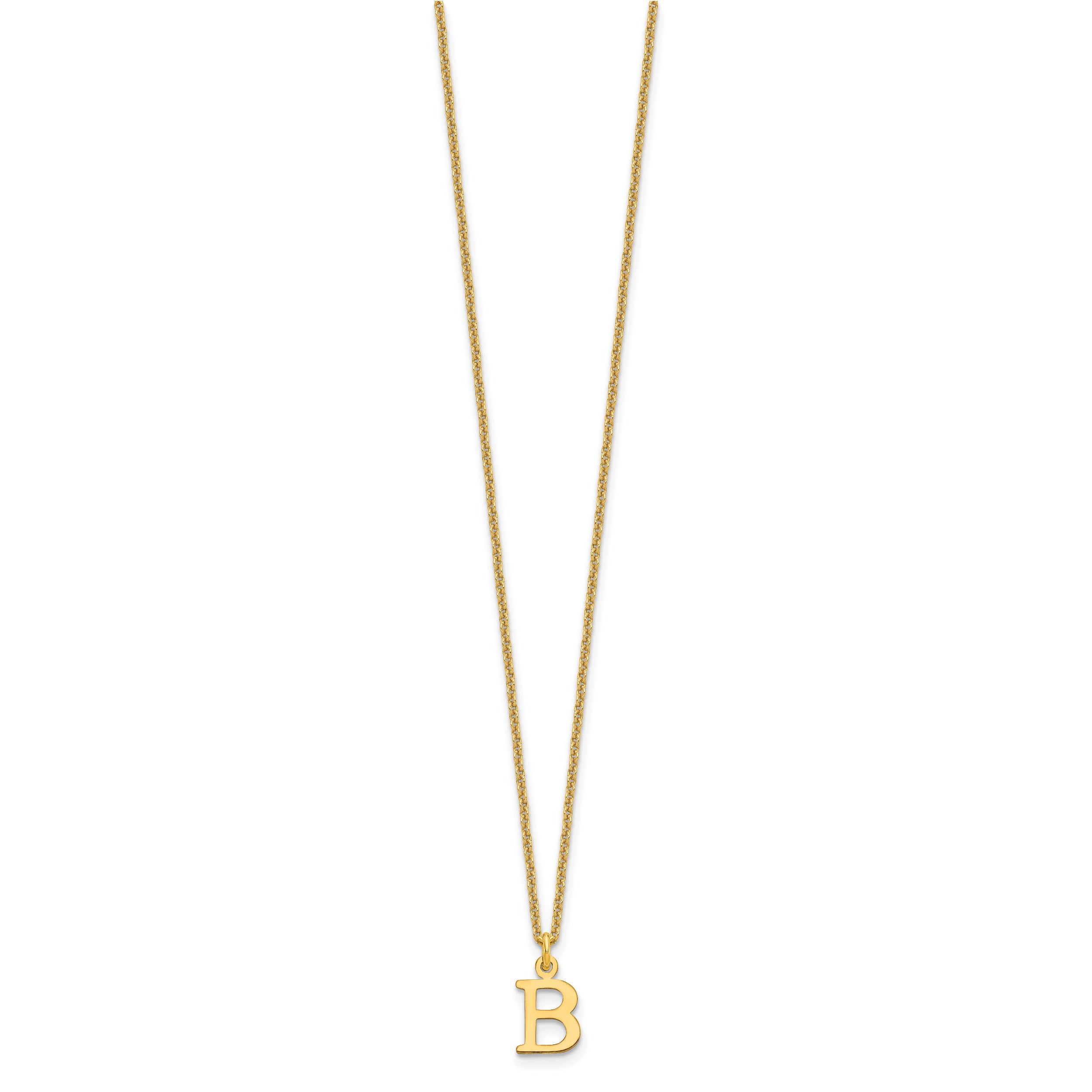 10K Yellow Gold 10Ky Cutout Letter B Initial Necklace