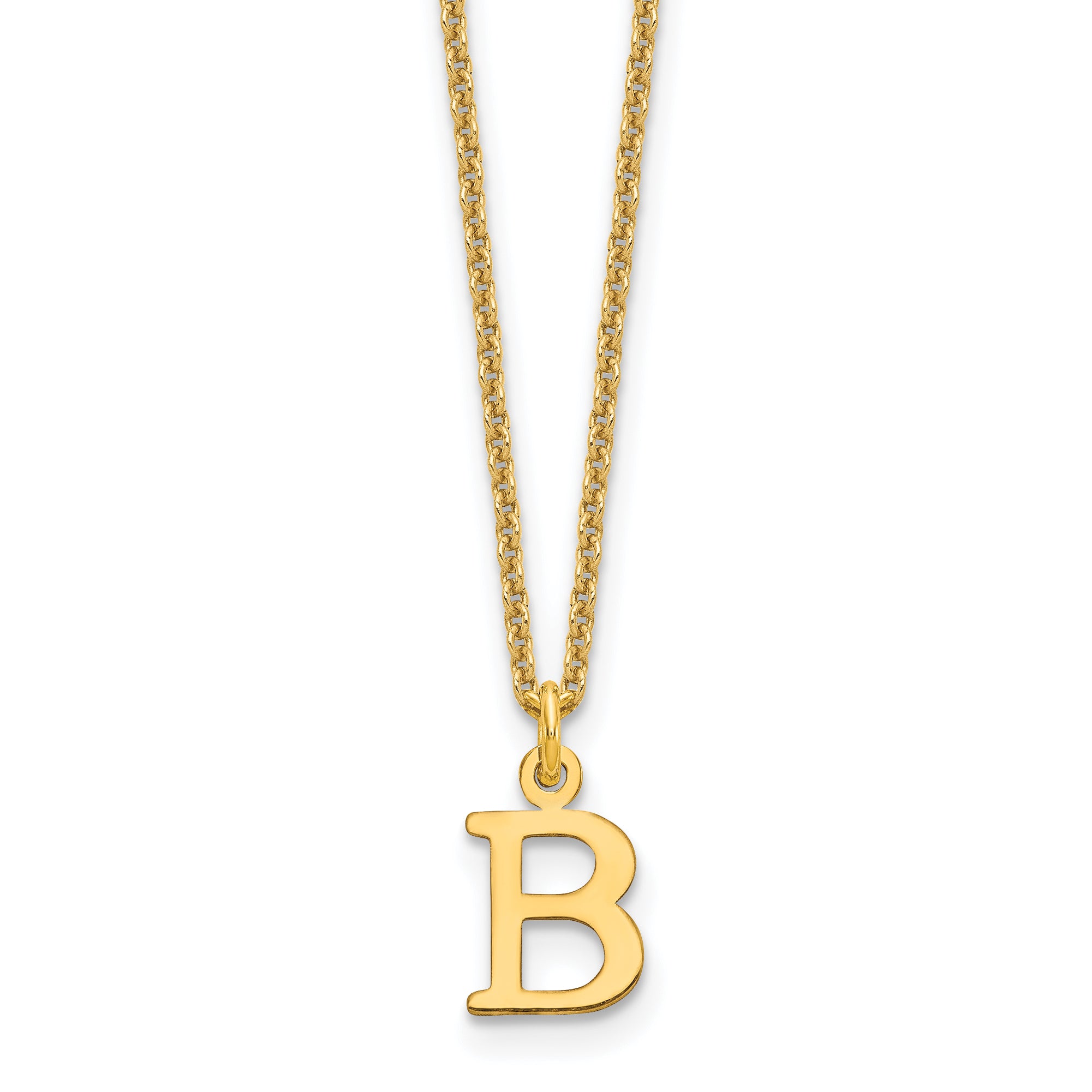 10K Yellow Gold 10Ky Cutout Letter B Initial Necklace
