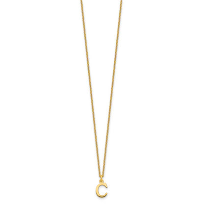 10K Yellow Gold 10Ky Cutout Letter C Initial Necklace