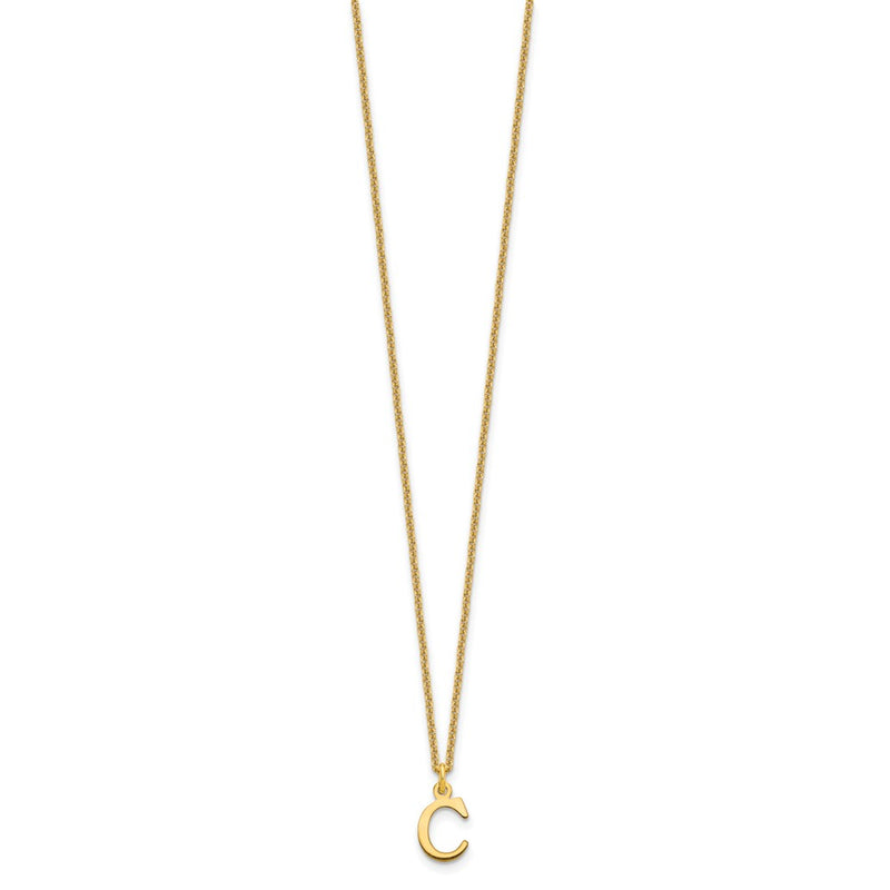 10K Yellow Gold 10Ky Cutout Letter C Initial Necklace