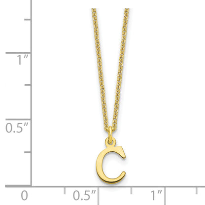 10K Yellow Gold 10Ky Cutout Letter C Initial Necklace