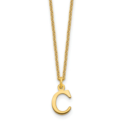 10K Yellow Gold 10Ky Cutout Letter C Initial Necklace