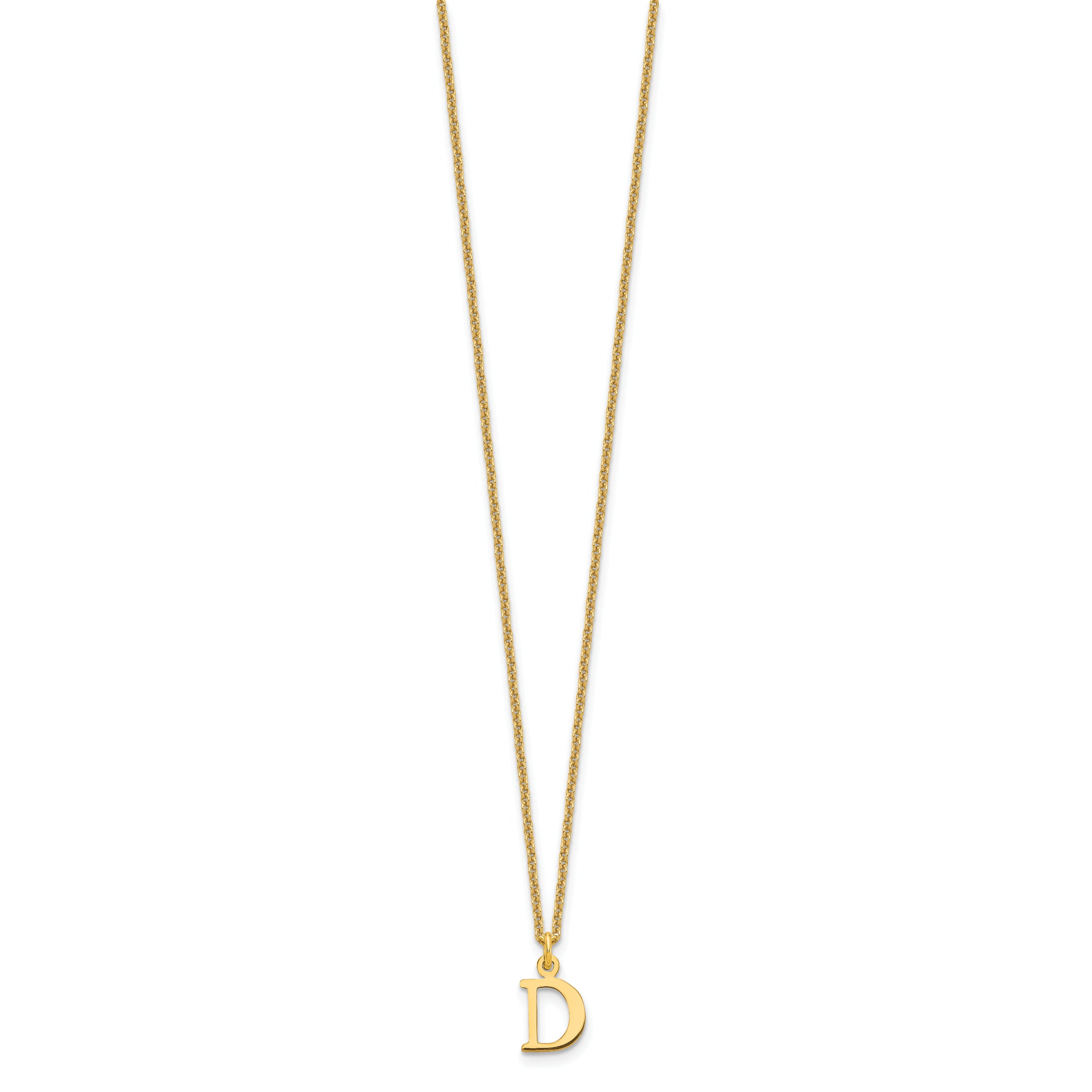 10K Yellow Gold 10Ky Cutout Letter D Initial Necklace