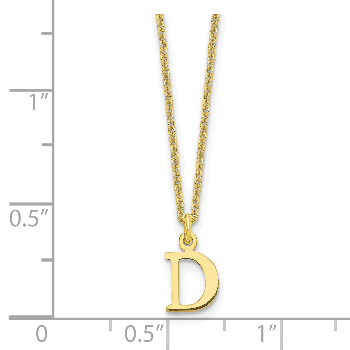 10K Yellow Gold 10Ky Cutout Letter D Initial Necklace