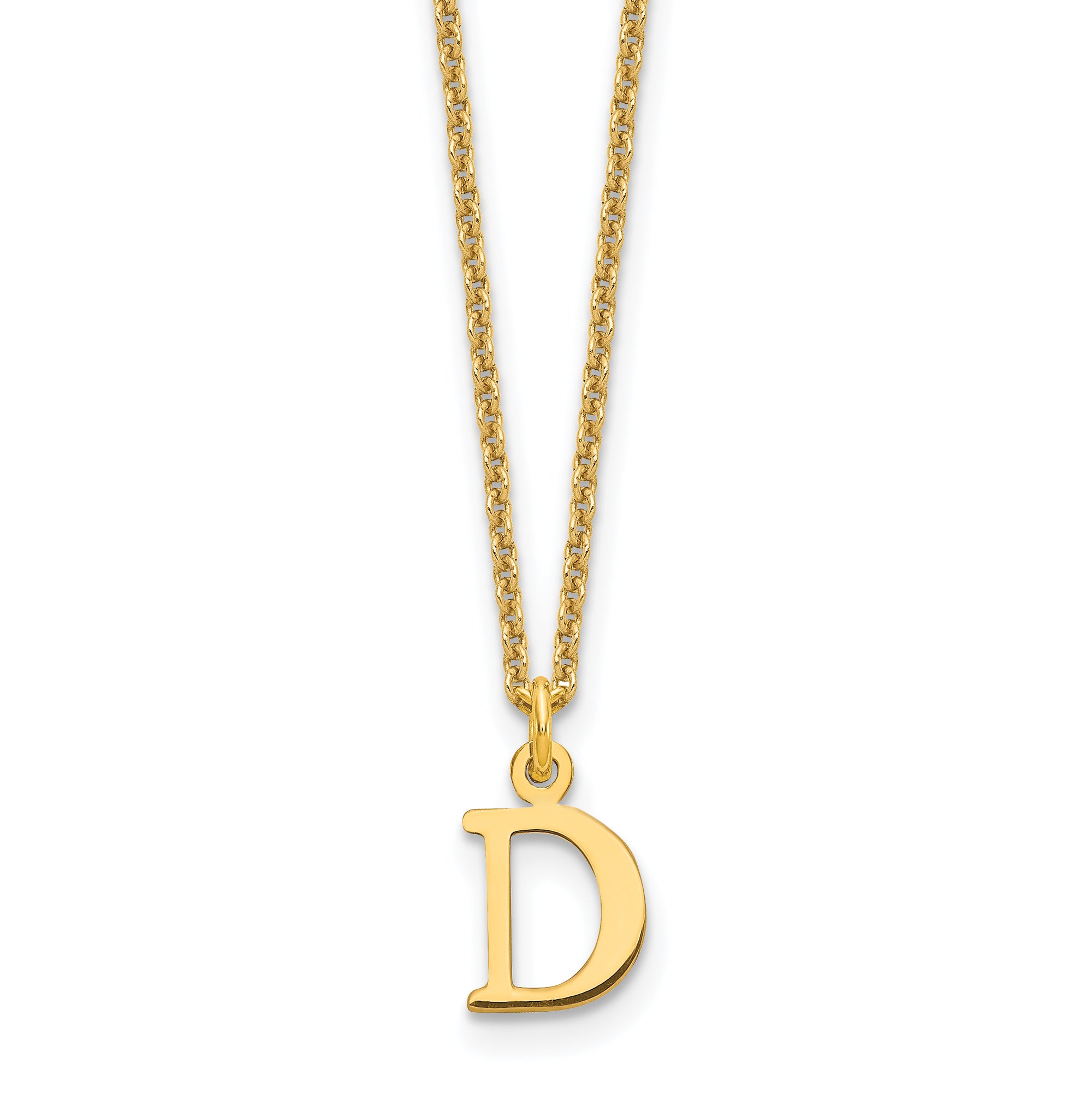 10K Yellow Gold 10Ky Cutout Letter D Initial Necklace