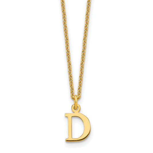 10K Yellow Gold 10Ky Cutout Letter D Initial Necklace