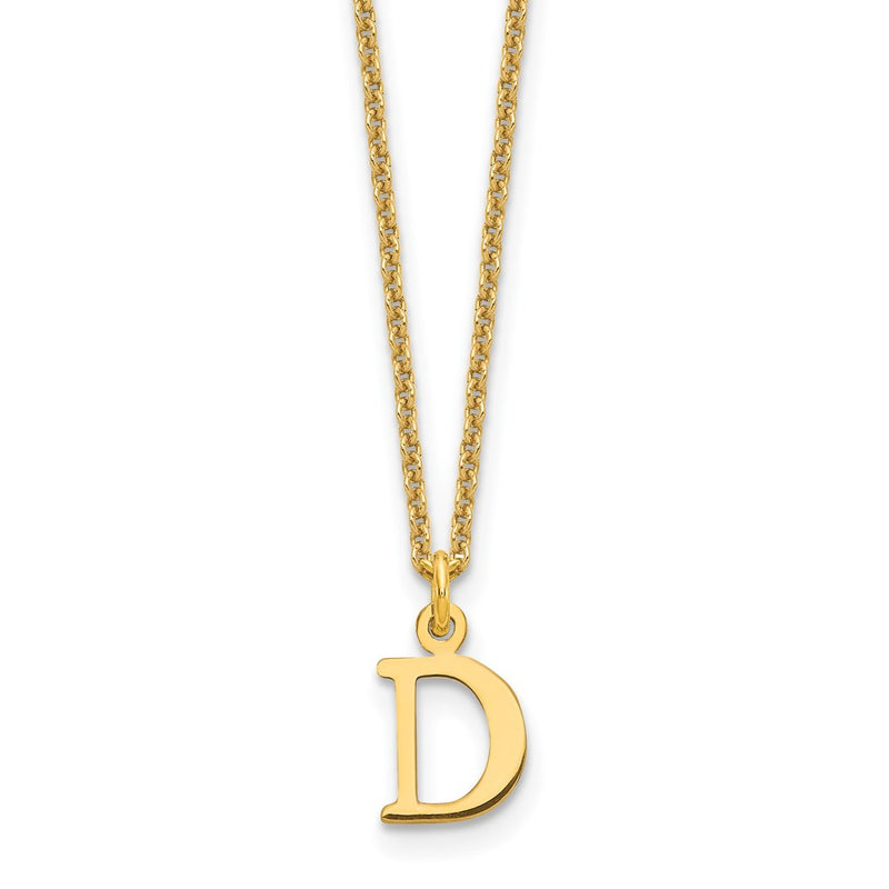 10K Yellow Gold 10Ky Cutout Letter D Initial Necklace